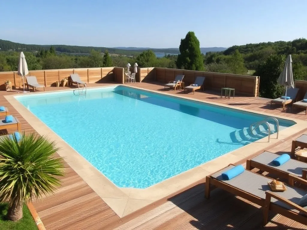 Des vacanciers profitent de la piscine chauffée d'un camping varois sous les pins