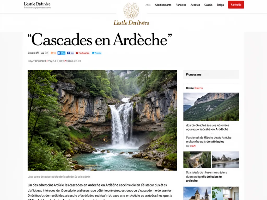 Cascade d'eau claire tombant dans un bassin rocheux entouré de pins et de garrigue