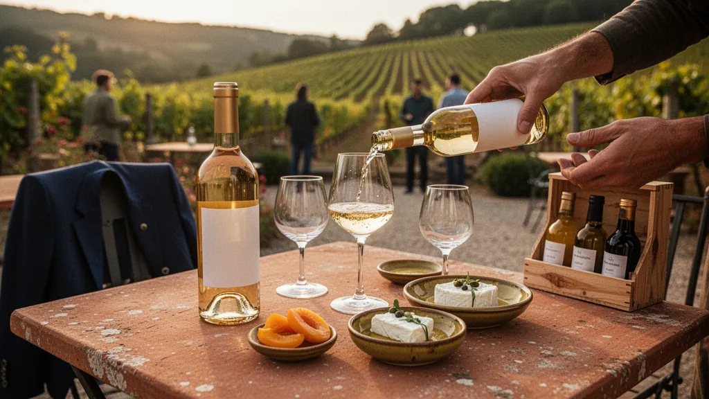 Vignes en coteaux baignées de soleil le long du Rhône, cuves en arrière-plan chez un petit producteur