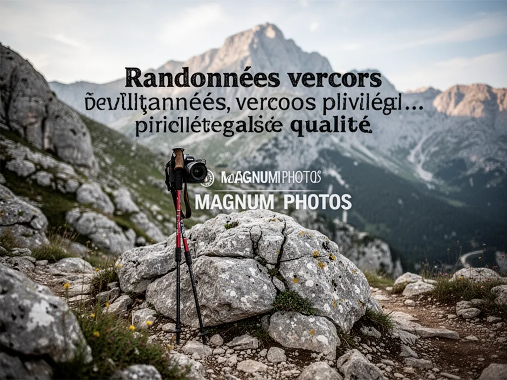 Randonneurs sur un sentier de crête du Vercors, vue sur les plateaux et falaises